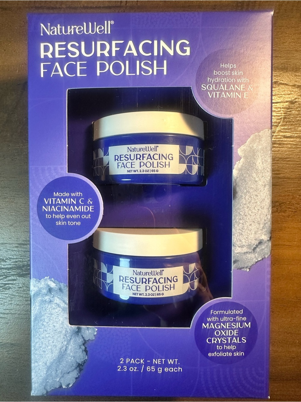 NatureWell Resurfacing Face Polish 2Pk w/ Vitamin C Niacinamide Squalene Vit E